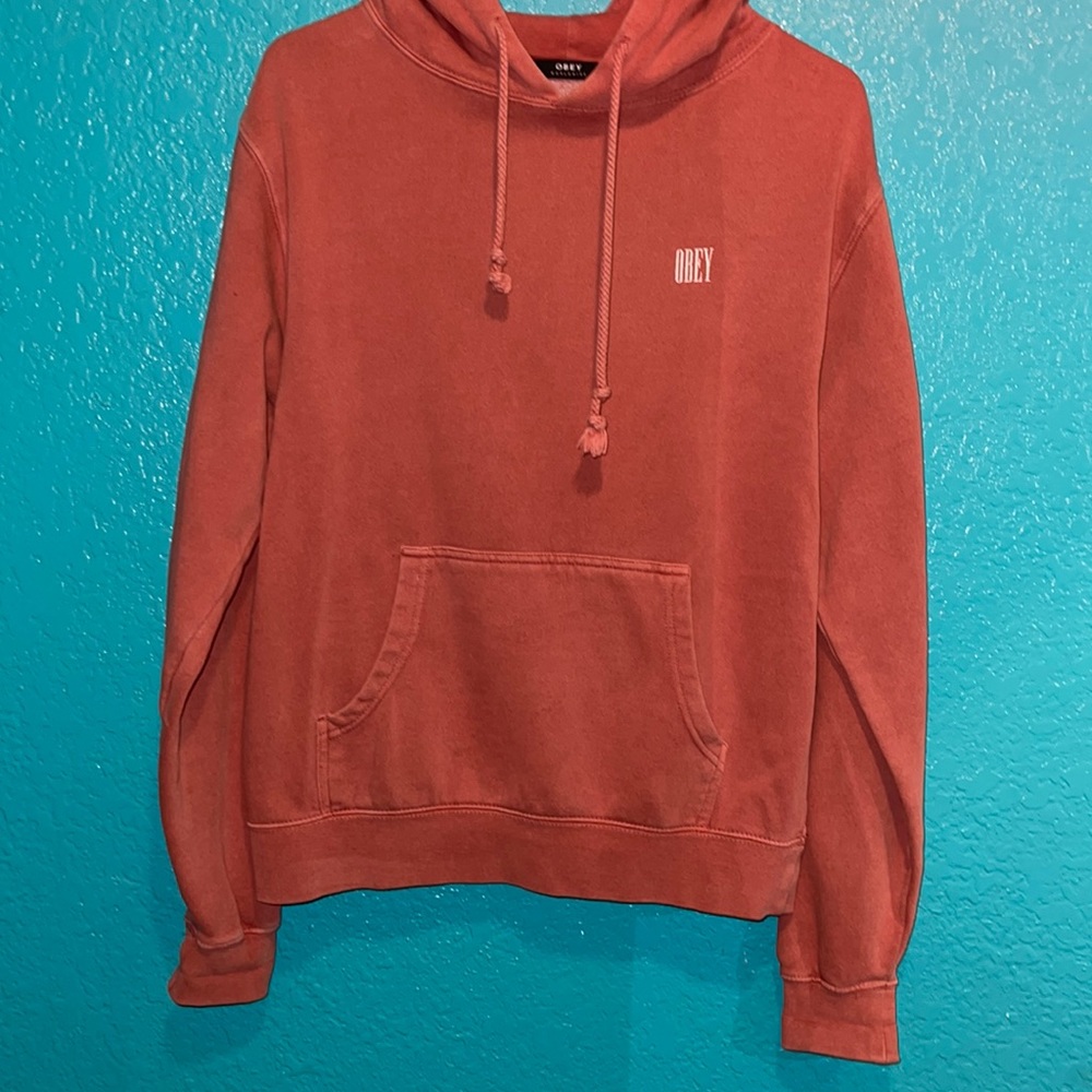 Pink acid wash obey hoodie